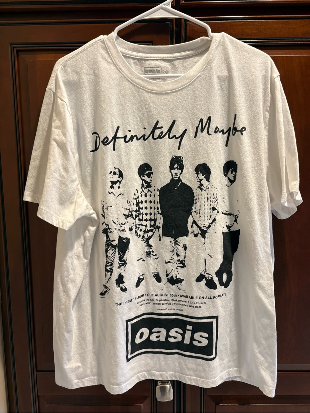 Oasis Definitely Maybe Album Concert Graphic T-shirt Men White Short Sleeve
